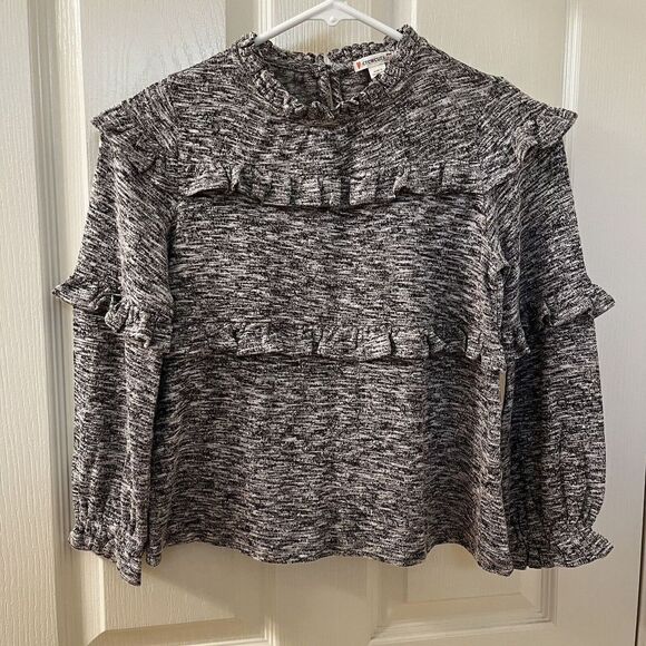 Crewcuts Ruffle Pullover in Superfine Yarn Heather Speckled Gray Girls SZ 10 NWT - Picture 1 of 13